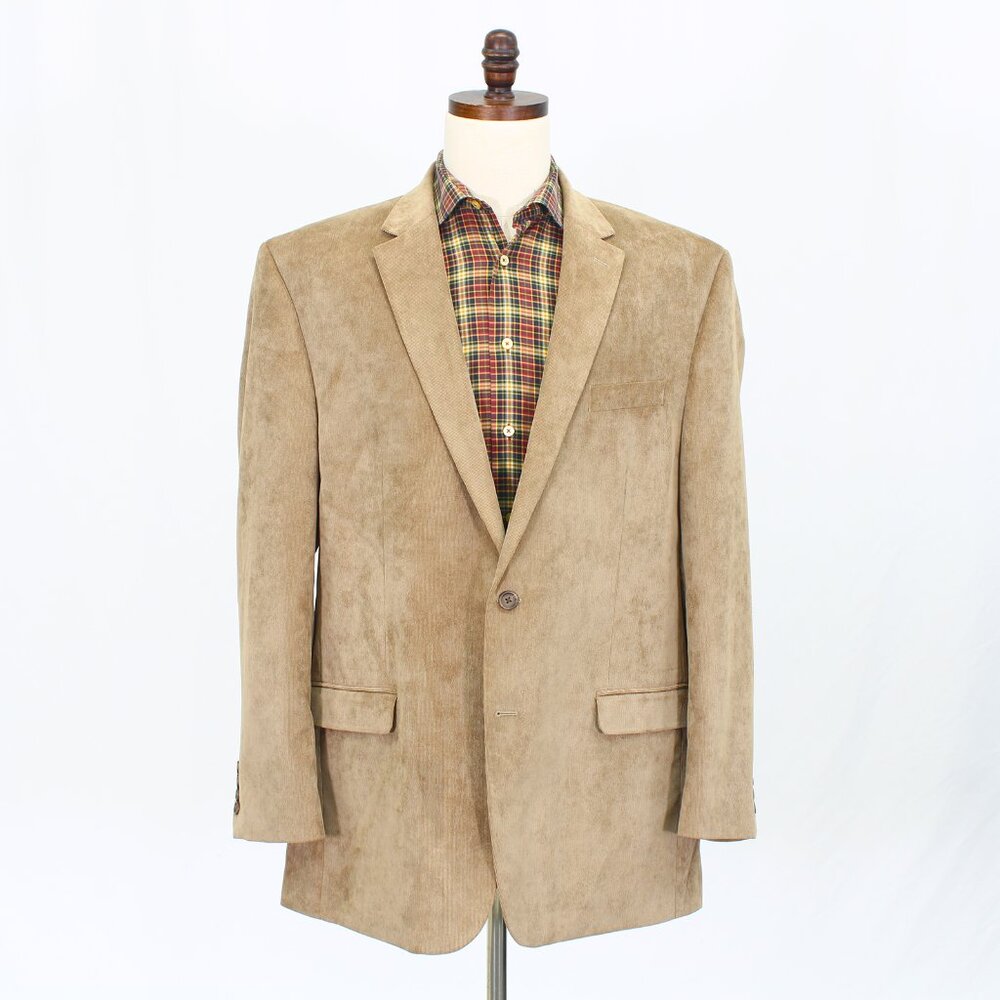 Chaps 48L Brown Blazer Sport Coat Jacket 2-Button Solid Y199